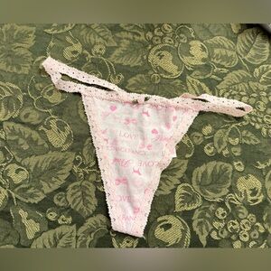Victoria’s Secret PINK LoveShackFancy Pink Lace v string g string thong panty